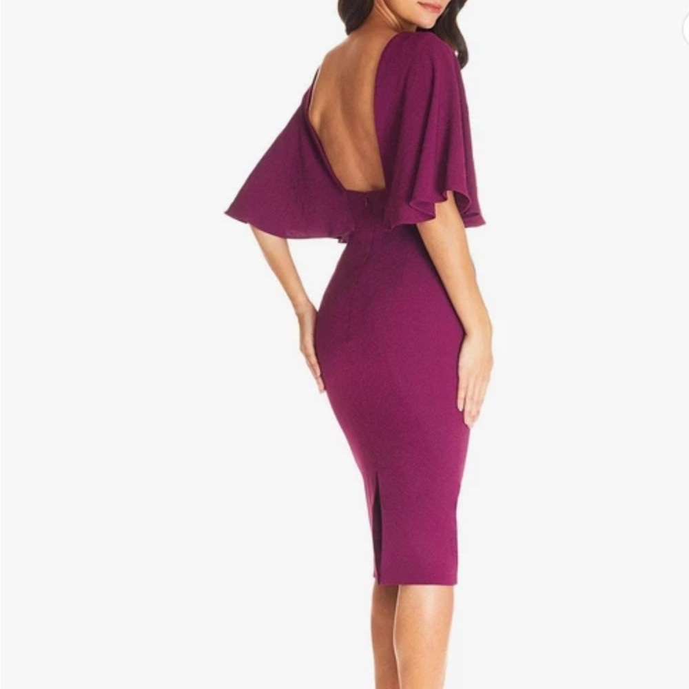 Dress the Population Louisa Midi Plunging Cocktail Dress